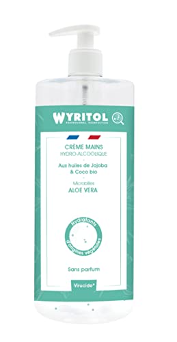 WYRITOL - Crème Hydroalcoolique Désinfectante pour les Mains - Bactéricide et virucide - Formule naturelle à base d'huiles végétales - Parfum Aloe Vera - 500ml - Fabrication française Cover