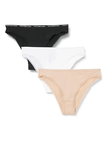 Tommy Hilfiger tangas Mujer Pack de 3 Brazilian Slips con encaje, Multicolor (Misty Blush / White / Black), M