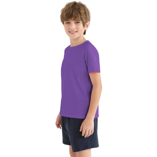 QBK 2T-12Y Boys T Shirts Short Sleeve Tees 100% Cotton Crewneck Soft Basic Summer Top Solid Toddler Kids Tee Shirt2