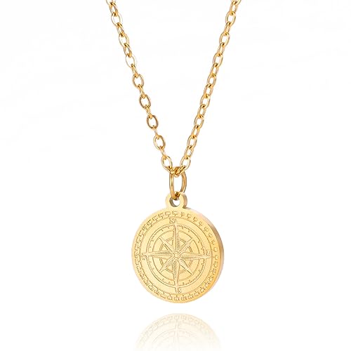 VASSAGO Boussole Collier pour hommes Femmes Boussole Étoile du Nord pendentif Collier Vintage Nautical Graduation Medal Bijoux Amulette pour hommes