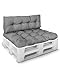 Produktbild DILUMA Palettenkissen Europaletten - 2er Set - Lounge Kissen - 1x Sitzkissen 120 x 80 cm + 1x Rückenlehne 120 x 40 cm - Grau - Wasser- & Schmutzabweisender Bezug - Indoor & Outdoor