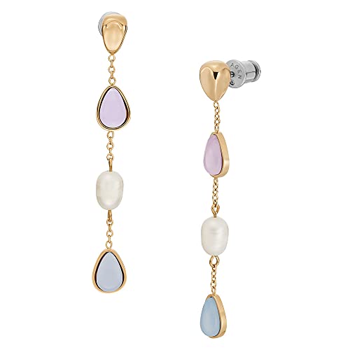 Skagen Ohrringe für Frauen Meerglas Weiß Süßwasser Perle Tropfen...