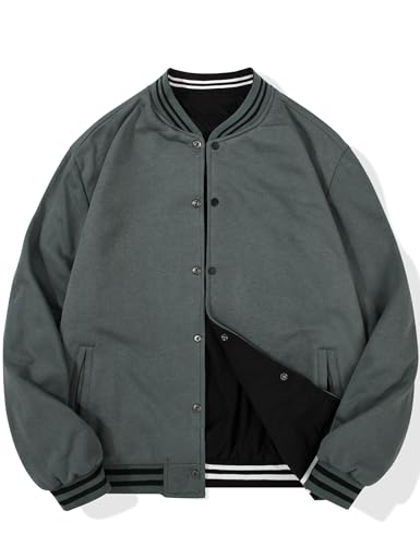 [MYJAJAYI] メンズ リバーシブル ジャケット 防寒ジャケット ジャケット メンズ 秋 フライトジャケット メンズ メンズ 秋冬 ゆったり ファッション ライトアウター 両面着 春秋 ライトグリーンとブラック XL