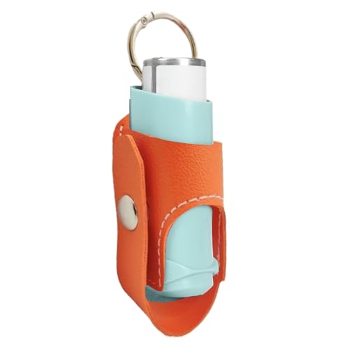 Soporte para inhalador portátil - Llavero con de cuero PU de 4 pulgadas | protectora de almacenamiento compacta | Viajes Camping Al aire libre Escuela Hogar Negocios