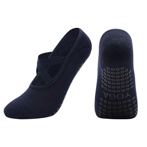 Image of Cotton Yoga Socks with NON-SLIP GRIPS for Women - Yoga Meditation Pilates Barre Accessories - One Size Fits Most