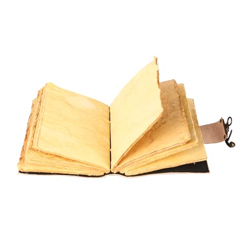 TUZECH Livro de feitiços de couro encadernado diário com borda de baralho Grimório impresso diário d