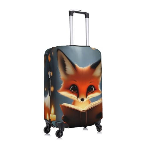 Cute Fox Reading Book Luggage Cover Elastic Washable Protector Anti-Scratch Travel Suitcase Covers With Concealed Zipper For 18-32 Inch Luggage Large3