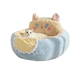 Galatée Lit De Chat, Lit De Chat Rond Mignon, Lit De Compagnie Moelleux Lavé Moelleux Avec Un Fond Imperméable, Canapé Chat Super Doux Et Apaisant, Lit De Chat Intérieur Avec Coussin Amovible(M, Bleu)