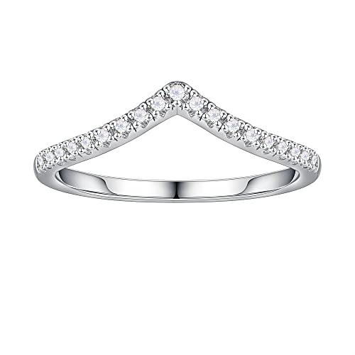 Alliance en moissanite SMILEST or 14k chevron bague éternité D VVS1