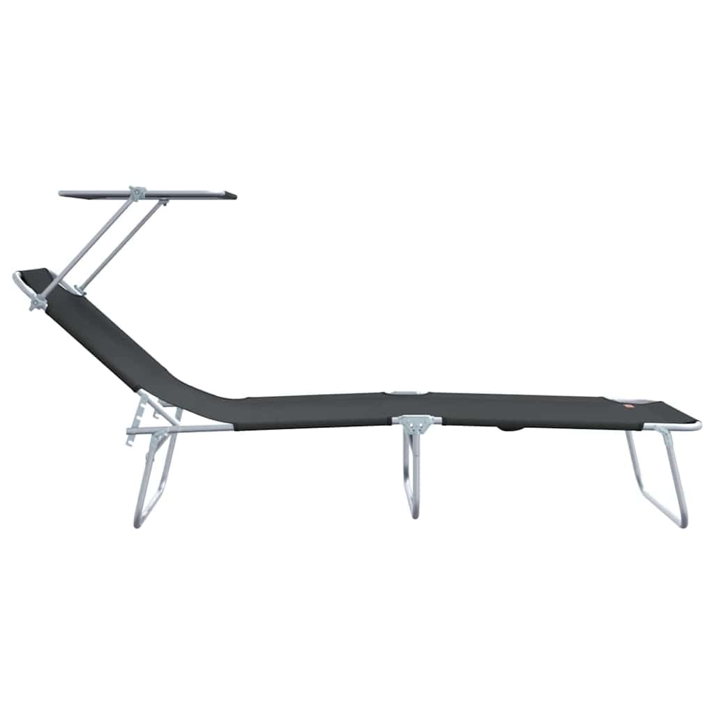 Leżak ogrodowy, 2 sztuki, czarny, 58 x 188 x 77 cm, poliester z regulowanym oparciem i zagłówkiem, składany, na balkon, taras, basen, kemping, do wellness i aktywności na świeżym powietrzu