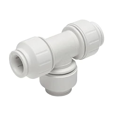 Image of 10mm Equal Tee Push-Fit Demountable Plastic Pipe Fitting for Copper or Plastic Pipe, White, Pack of 2