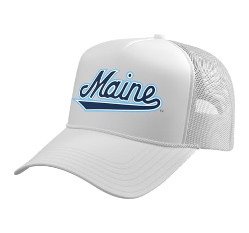 Maine Black Bears | Official NCAA University of | PPME025 Trucker Hat with Adjustable Mesh Back, White