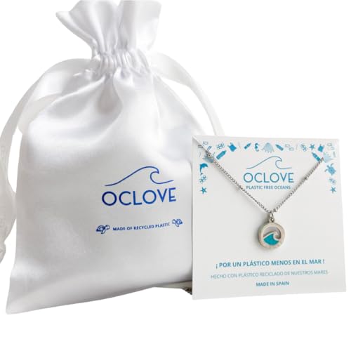 Colgante wave - ola de mar hecho con plastico reciclado de los oceanos - colgante mujer. (TURQUESA)