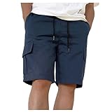 Dasongff Japanische Cargohose für Herren, gerade Hose, Jungen, Shorts, Krafttraining, locker, Sommer, mit mehreren Taschen, Baggy-Cargohose, gerade, 1/2 Länge Hose