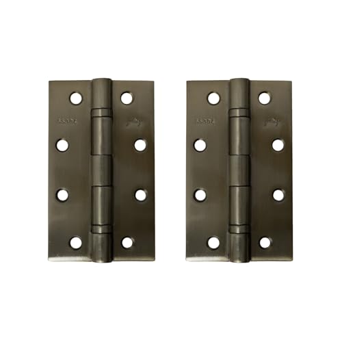 Image of Godrej Door Fittings | 5 inch X 10 Gauge 2 Ball Bearing Door Butt Hinges (Pack of 1, 2 Pcs /Pack) | Antique Brass Finish, Smooth Operation | 4 Holes Kabza for Heavy Duty Doors | 1 Yr Warranty