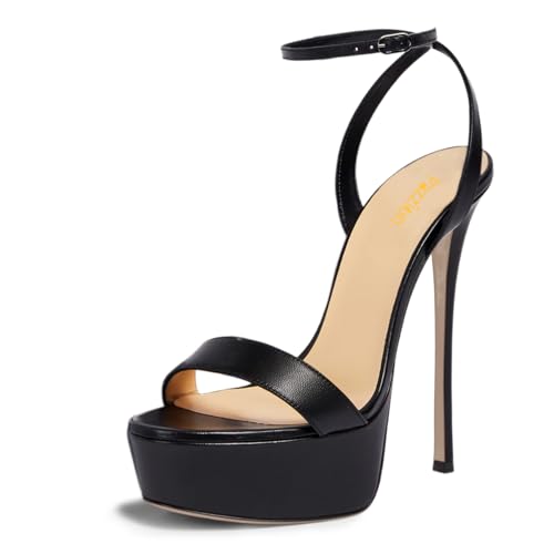 Pazzion Women Stilettos Super High Heels Sandals Open Toe Platform Ankle Strap Pumps Fashion Event Shoes Size 4-16 US