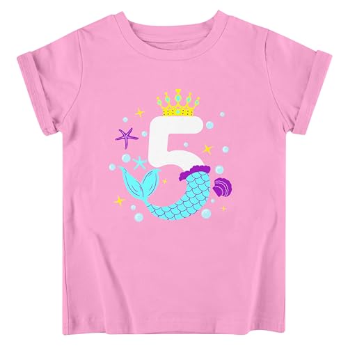 Image of Lovekider Girls Birthday T Shirts Cotton Short Sleeve T-Shirts Tee Party Clothing 3-6 Years