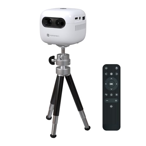 Image of Portronics Pico 14 Rechargeable DLP Mini Projector | Android 13 | 720p Full HD | 1600 Lumens | Upto 100 inch Display | Auto Keystone & Focus | Wi-Fi /Bluetooth 5.4 /HDMI /Type-C | 3W Speaker | White