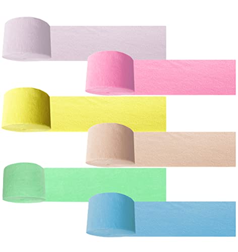 Innofun Birthday Party Crepe Paper Streamers Decoration,Colored Streamer Backdrop,Macaron,6 Rolls 492Ft(1.8 Inch X 82 Ft/Roll) Innofun-0722 #TOP3