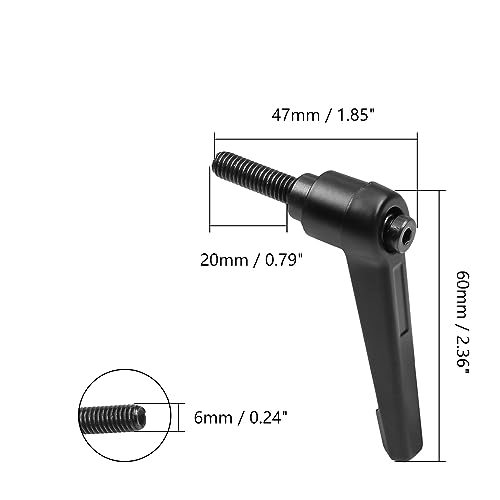 Fio macho Othmro M6 de 20 mm de comprimento de liga de alumínio preta alça ajustável de fixação 2 pe