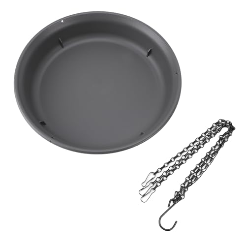 MAPHRWZ Hängendes Vogelfutter- und Badeset, lockt Wildvögel an, kunststoffbeschichtetes Tablett, rostbeständige Kette, für den Einsatz im Garten und Hof im Freien