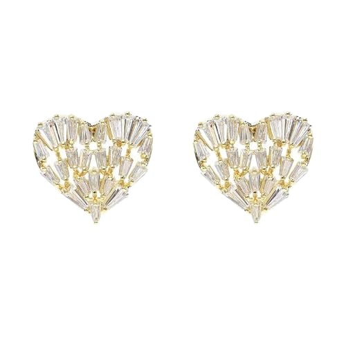 Boucles d'oreilles cœur zircon brillant bijoux tendance femme