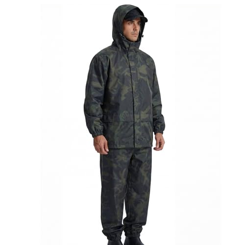 Image of LOOGU Men's Rain Suit - Rain Gear for Men Waterproof, Lightweight Rain Coat, Breathable Mens Rain Jackets Hood and Pants