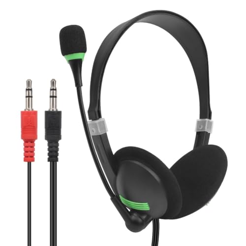 Buhdjfnke Auriculares con Cable, Conector de 3,5 Mm, Cancelación de Ruido, Micrófono, Adaptador USB, para Ordenador Portátil y PC.