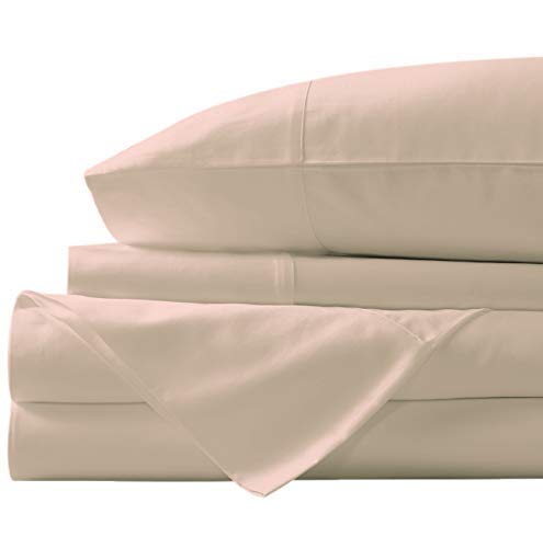 Meraki Linen 4 PC Sheet Set 100% Egyptian Cotton 800 Thread Count Luxurious Bed Sheet, Italian Finish Long Staple Set with 18" Deep Pocket Queen Ivory