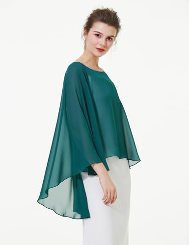 BEAUTELICATE Women Chiffon Capelet Wedding Bridal Cape Sheer Overlay Poncho Stole2