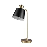 GLOBE Electric 61000055 18' Desk Lamp, Matte Brass Finish, Black Metal Shade, Adjustable Pivot Joint, On/Off Rotary Switch on Shade, E26 Base, Modern Lamp for Living Room or Home Office