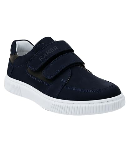 Boys Casual Shoes Genuine Leather Athletic Sneaker Daily Wear Hook-and-Loop Tennis