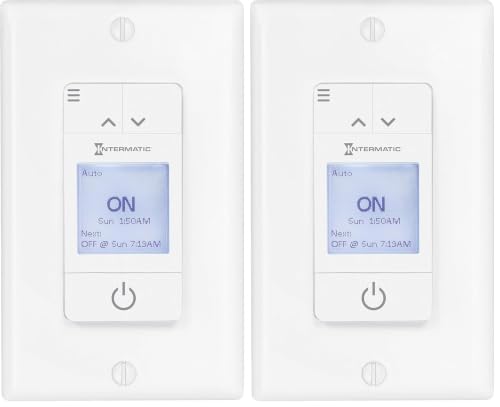 Image of Intermatic ST700W Ascend 7-Day in-Wall Programmable Timer - Automatic Astronomic Control, Intuitive Setup - Modern Sleek Design, Automatic DST Adjustment, Versatile 42-Event Scheduling (Pack of 2)