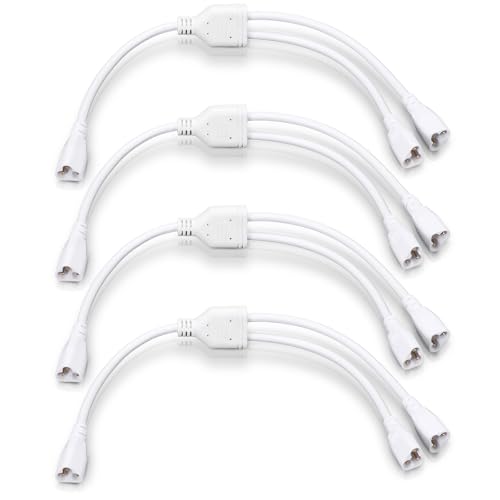 Relaxweex 4 Pcs T5 T8 LED Power Cord 3pins Splitter Cable White LED Extension Cord 1 to 2 Way...