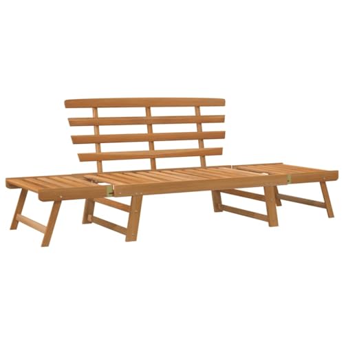 vidaXL Bois Solide d'Acacia Banc de Jardin 2-en-1 Chaise Longue d'Extérieur Transat de Patio Bain de Soleil de Terrasse Banc de Patio 190 cm