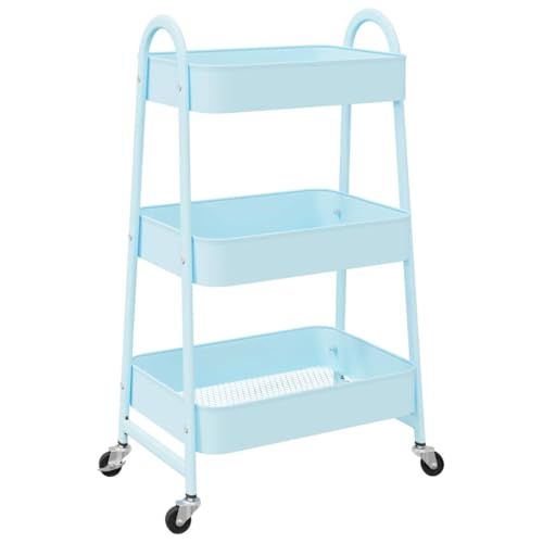 vidaXL Carrito de almacenaje 3 Niveles Acero Azul 42x41,5x77 cm