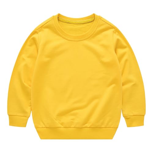Toddler Kids Sweatshirt Fashion Long Sleeve Crewneck Pullover Boys Girls Oversized Preppy Shirts (Yellow, 4-5 Years)