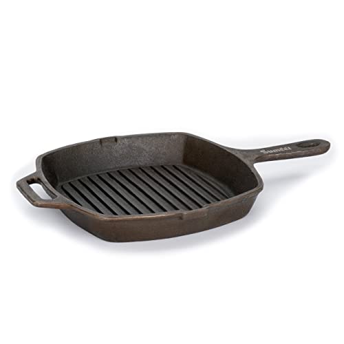 Image of Sumeet Super Smooth Gold Series Pre Seasoned Cast Iron Grill Pan for Grill /Fry /Saute /Roast |28cm 3.180kg, Gas & Induction-Friendly.