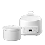 BRQ 電気スロークッカー、防水スロークッカー、全自動取り外し可能スロークッカー、セラミックスープポット、スロークッカー、家庭用、自動保温スロークッカー、多機能ポット、シチュー、コンパクト、調理鍋、簡単シチュー、寮やオフィスでの使用に適しています (3L 単体大型セラミックチューブ,ホワイト)