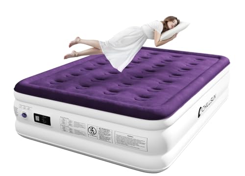 Image of CHILLSUN Air Mattress Full with Built in Pump, 18" Raised Comfort Blow up Mattress, Inflatable Mattress colchon inflable, Upgraded Flocked Top Air Bed with Storage Bag for Home, Camping & Guests