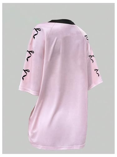 Girl's Jersey Y2K Oversized Graphic Number Print Tops V Neck Short Sleeve T Shirt Hip Pop Tee Streetwear2