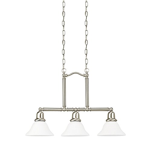 Sea Gull Lighting 66061-962 Sussex Three-Light Island Pendant with Satin White Glass Shades, Brushed Nickel Finish
