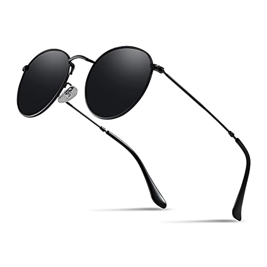 kennifer Redondas Gafas de sol, Polarizadas Steampunk para Hombres y Mujeres UV400, Retro John Lennon Círculo Metálico Eyewear