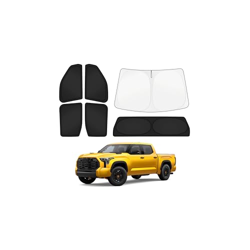 Image of KUST Car Window Shades for Toyota Tundra 2022-2025 2026 Windshield Sun Shade Side Window Cover UV Block Privacy Protection Tundra Accessories for Camping Blackout Rear Back Full Set 6PCS