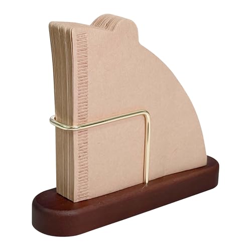 KAYIN Coffee Filter Holder,Cone Coffee Filter Organizer with Walnut Base & Solid Brass Bar Support, Fits #01 & #02 Cone Filters,Elegant Storage for Kitchen Counter