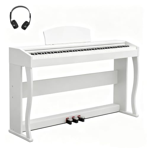 BONNLO Piano Numérique 88 Touches Pondérées, Piano Électrique avec Bluetooth Audio&MIDI- Enregistrement, Transposition, Volume Accompagnement, Accord/Force - Idéal pour Famille, Enseignement (Blanc)