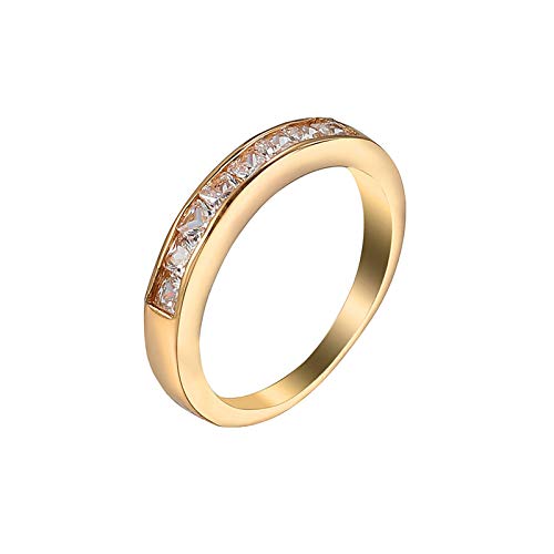 Bagues d'éternité pour femme en zircone cubique blanche et or jaune