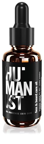 Humanist Vochtinbrengende gezichts- en baardolie, bescherming tegen droge huid, revitaliserend, natuurlijke samenstelling, veganistisch, 30 ml
