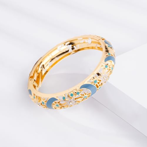 Image of wynameleri Modern Cloisonne Bracelet Geometric Enamel Cuff Bangles Hinged Bracelet Jewelry for Women Gift Box 184136