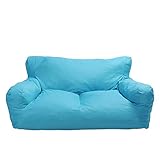 Blue Bean Bag Chair Kids Self-Inflated Sponge Stuffed Beanless Dorm Chair for Adults,Double Seats Sofa Lounger Couch Furniture for Indoor and Outdoor